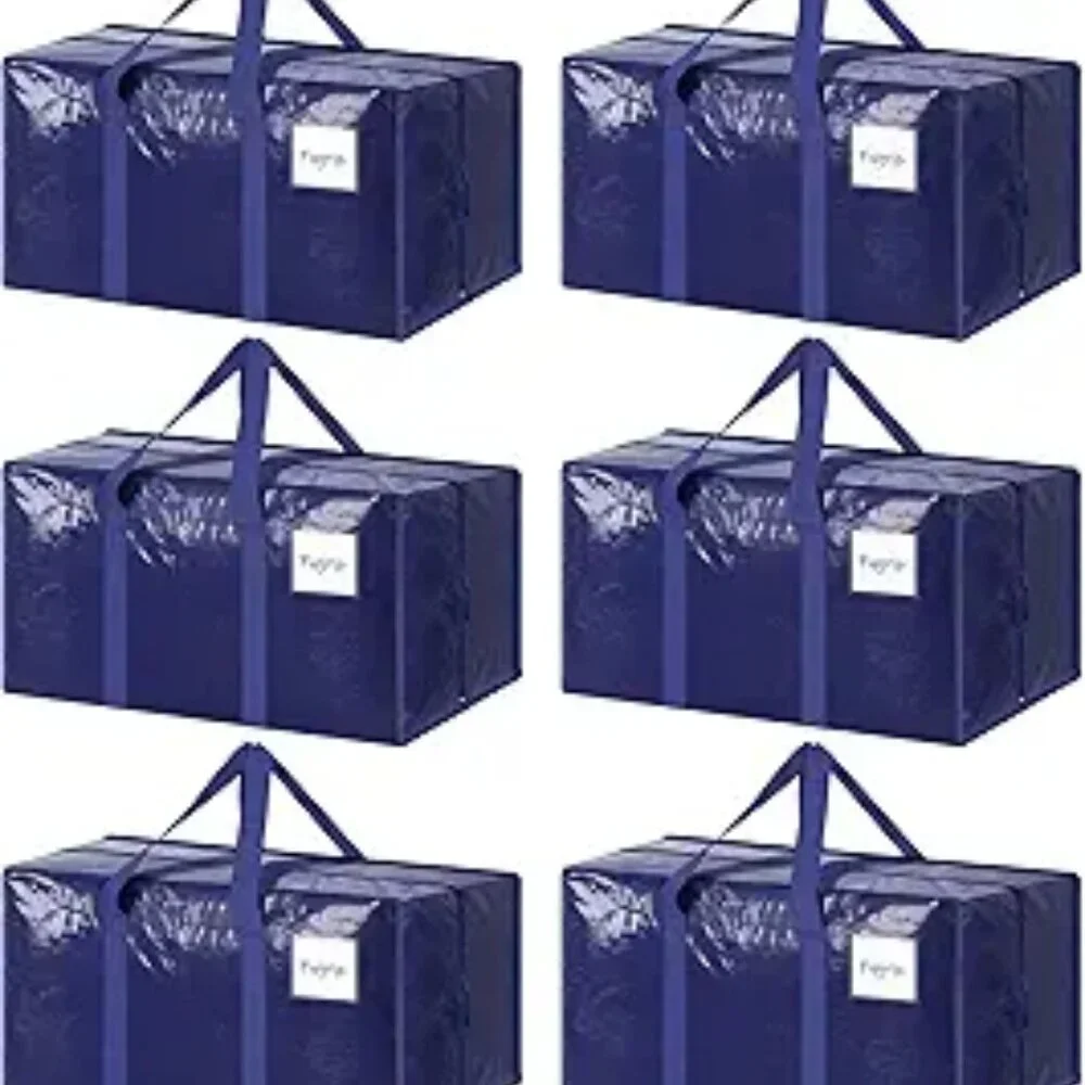6 Pack Extra Heavy Duty Large Moving Bags with Strong Zipper & Comfortable